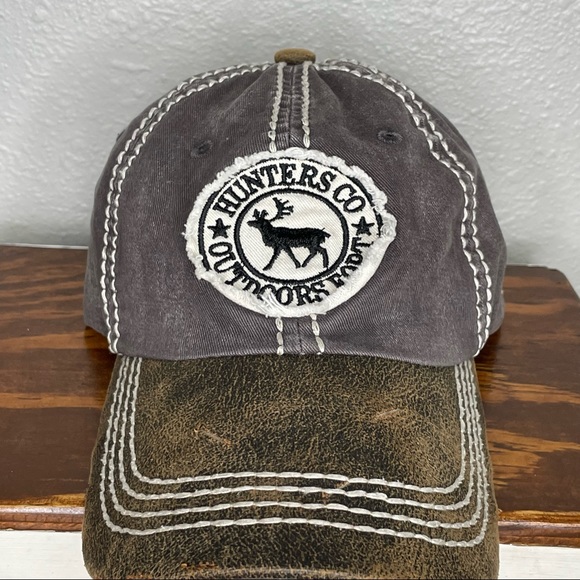 KBETHOS Hunters Co Outdoors EQPT Distressed Dark Gray and Olive Cap - Picture 2 of 8